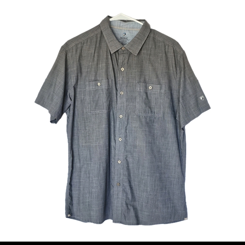 Kuhl Men's Large Short Sleeve Gray Lightweight Outdoor Casual Buttondown Shirt